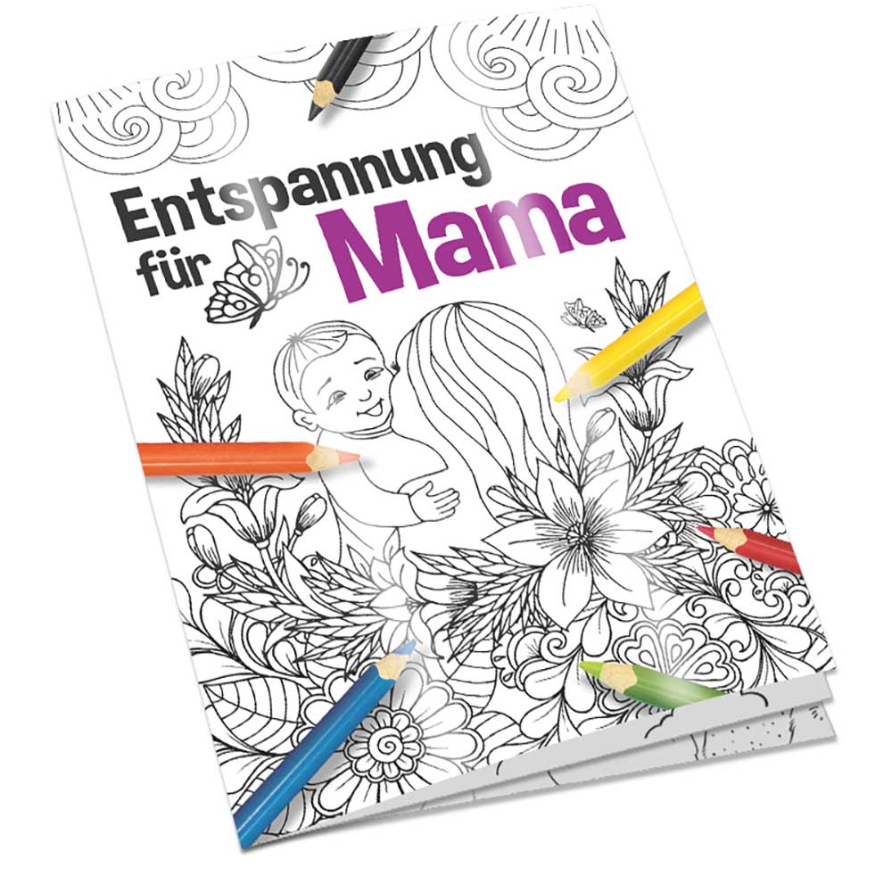 Malbuch / Mal-Set A6 - Entspannung für Mama - Malset mit 1-c Logoeindruck