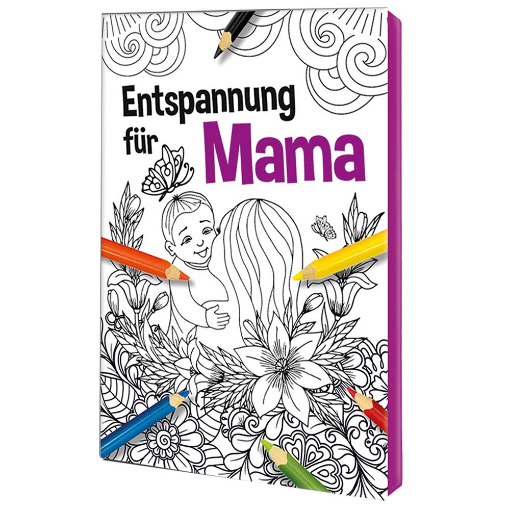 Malbuch / Mal-Set A6 - Entspannung für Mama - Malset mit 1-c Logoeindruck