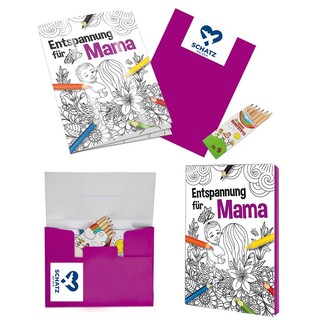 Malbuch / Mal-Set A6 - Entspannung für Mama - Malset mit 1-c Logoeindruck