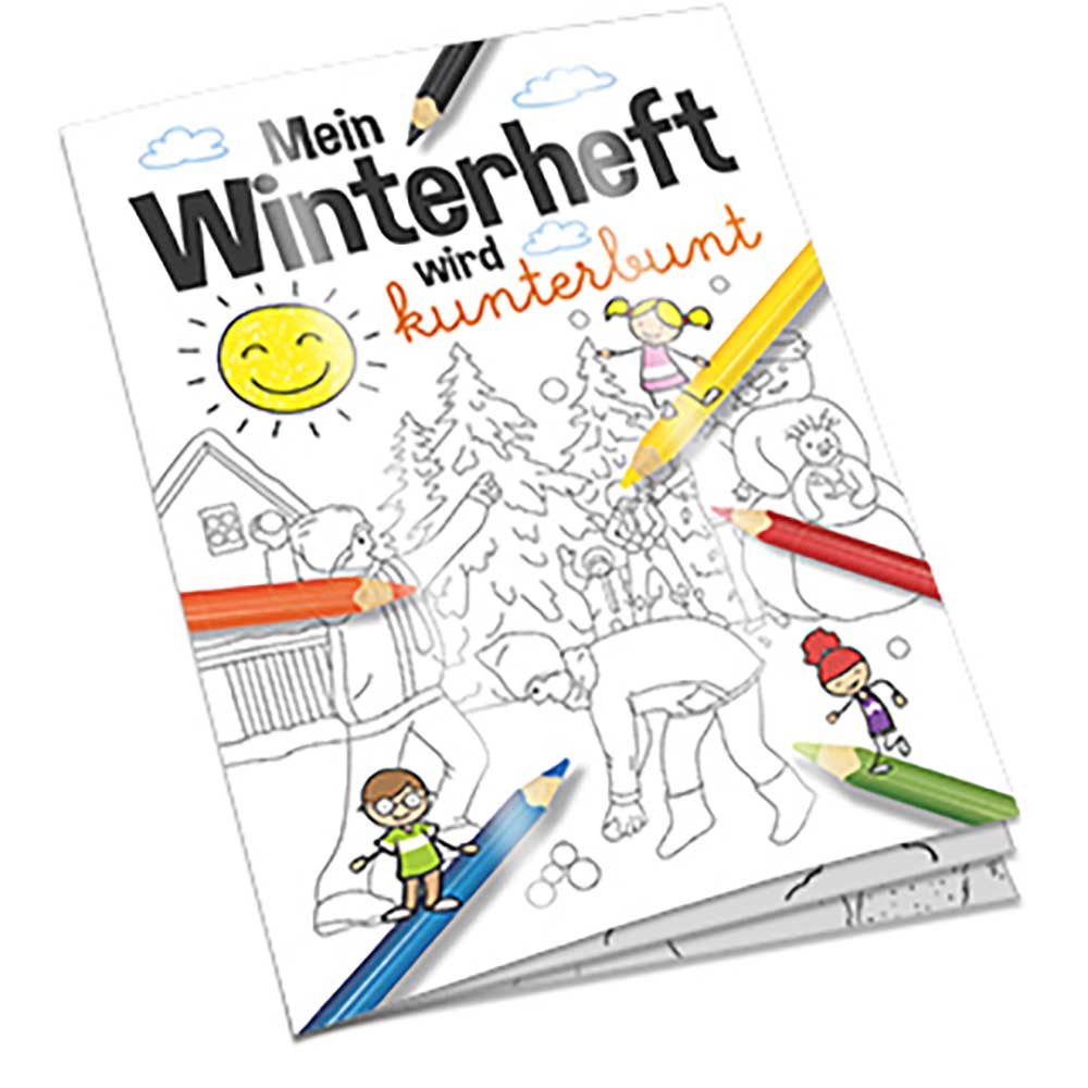 Malbuch / Mal-Set A6 - Winter - Malset mit 1-c Logoeindruck