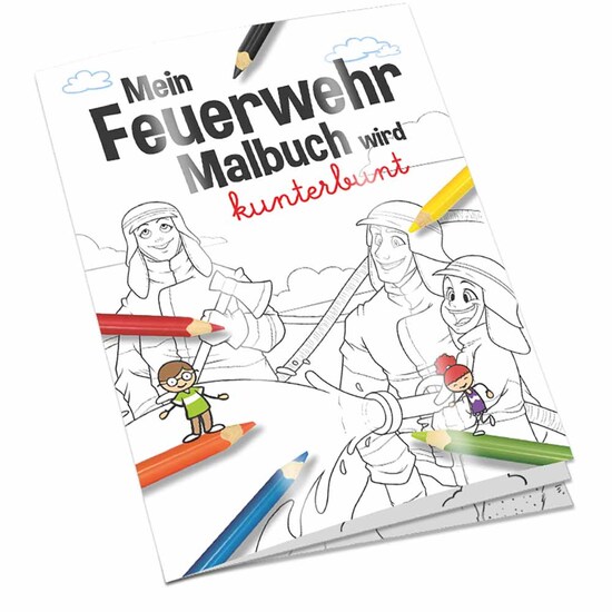 Malbuch / Mal-Set A6 - Feuerwehr - Malset mit 1-c Logoeindruck