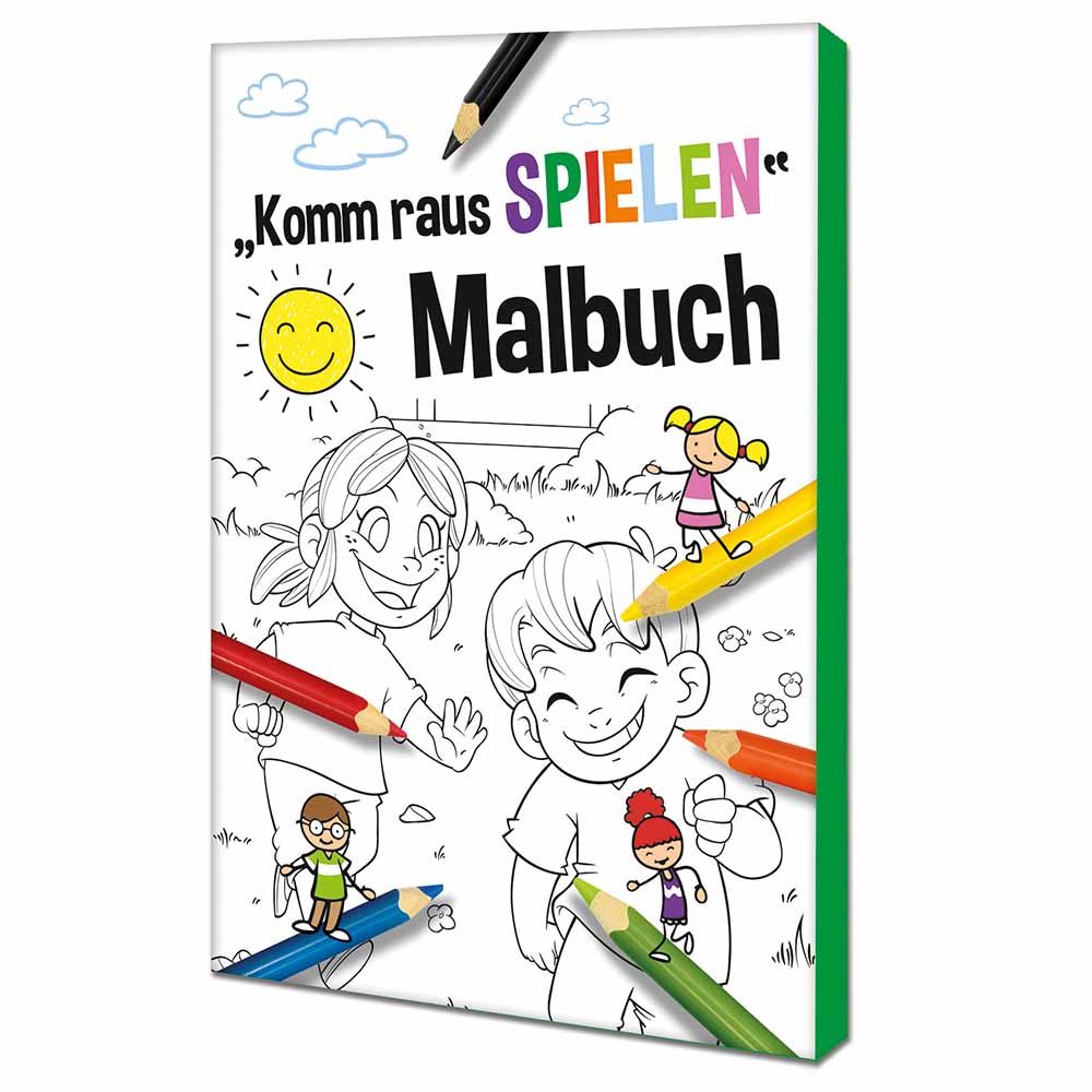 Malbuch / Mal-Set A6 - Komm-raus-spielen - Malset mit 2-c Logoeindruck