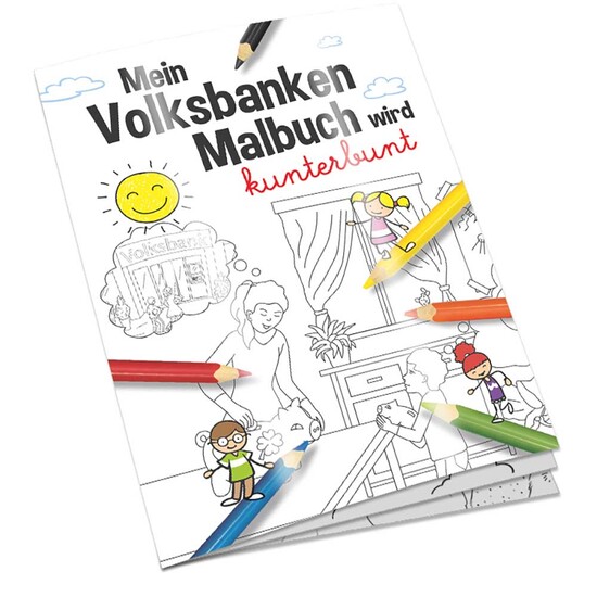 Malbuch / Mal-Set A6 - Volksbanken - Malset mit 2-c Logoeindruck
