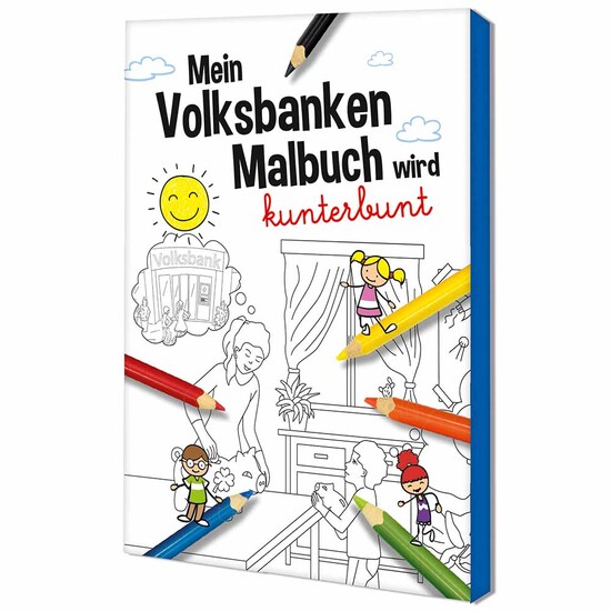 Malbuch / Mal-Set A6 - Volksbanken - Malset mit 2-c Logoeindruck