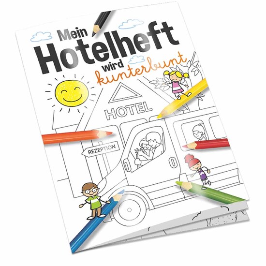 Malbuch / Mal-Set A6 - Hotel - Malset mit 2-c Logoeindruck