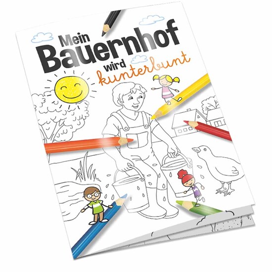Malbuch / Mal-Set A6 - Bauernhof - Malset mit 2-c Logoeindruck
