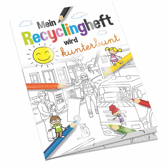 Malbuch / Mal-Set A6 - Recycling - Malset mit 2-c Logoeindruck