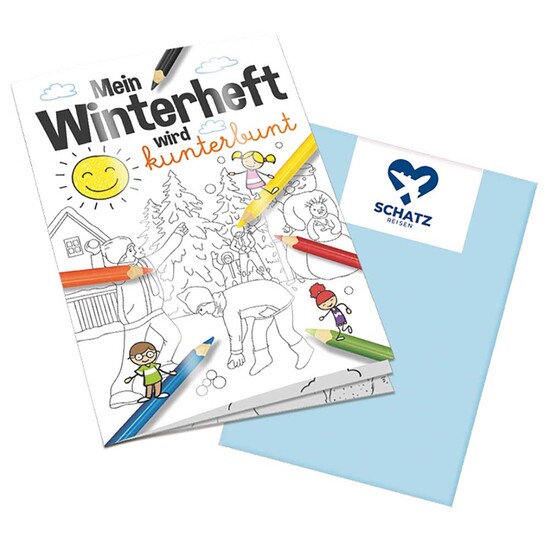 Malbuch / Mal-Set A6 - Winter - Malbuch mit 1-c Logoeindruck