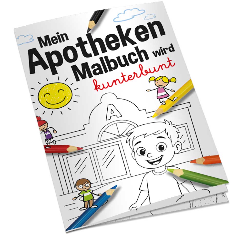 Malbuch / Mal-Set A6 - Apotheke - Malbuch mit 1-c Logoeindruck