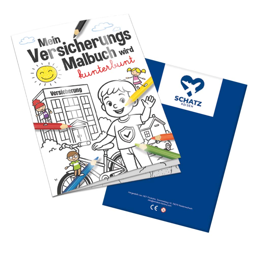 Malbuch / Mal-Set A6 - Versicherung - Malbuch mit 1-c Logoeindruck