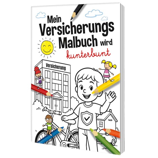 Malbuch / Mal-Set A6 - Versicherung - Malbuch mit 1-c Logoeindruck