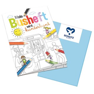 Malbuch / Mal-Set A6 - Bus - Malbuch mit 1-c Logoeindruck