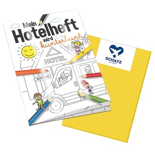 Malbuch / Mal-Set A6 - Hotel - Malbuch mit 1-c Logoeindruck