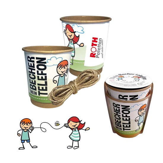 Pappbecher-Telefon - Standard mit 2-c Logoeindruck