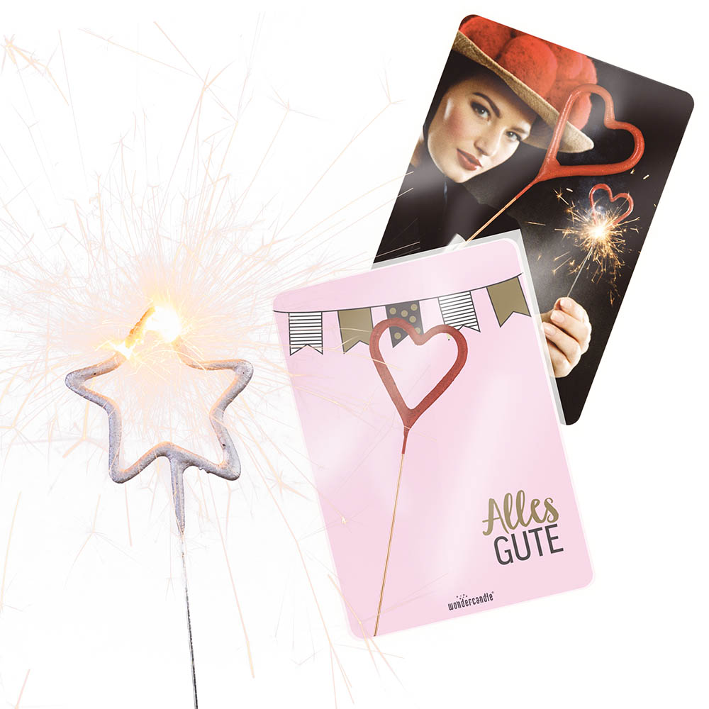 Wondercandle Mini mit Wondercard  - Herz, silber