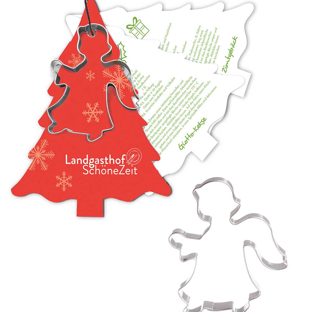 Backförmchen mit Rezeptblock Tannenbaum - Engel