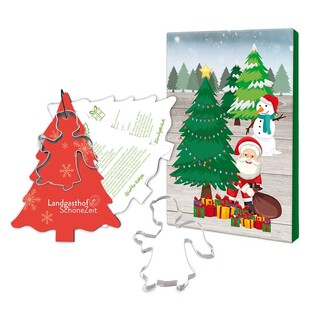 Backförmchen mit Rezeptblock Tannenbaum - Engel - in weihnachtlicher Mappe (neutral)