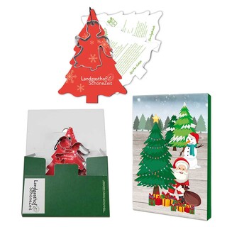 Backförmchen mit Rezeptblock Tannenbaum - Engel - in weihnachtlicher Mappe (mit 1c-Logoeindruck)