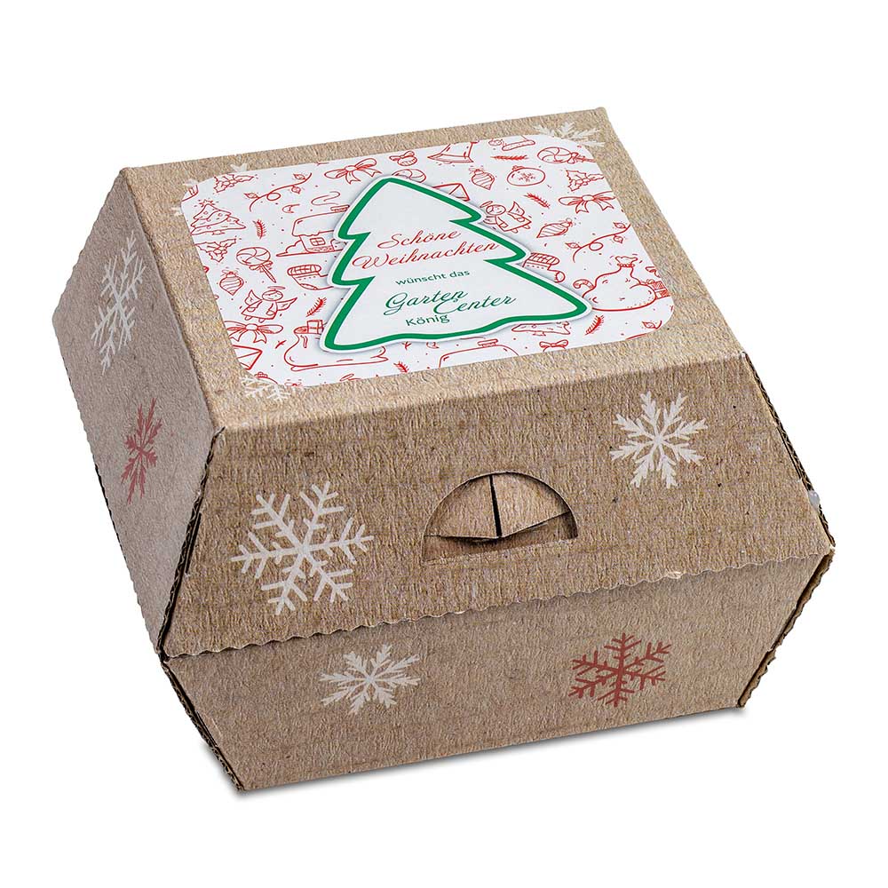 Geschenk-Set Xmas - V4 Tontöpfchen, Schoko-Nikolaus, Backförmchen Tannenbaum und  Steckfigur Schneemann aus Holz-Filz