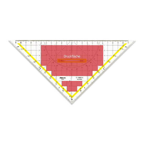 TZ-Dreieck 25 cm, mit Tuschenoppen, Griff, 3 Facetten