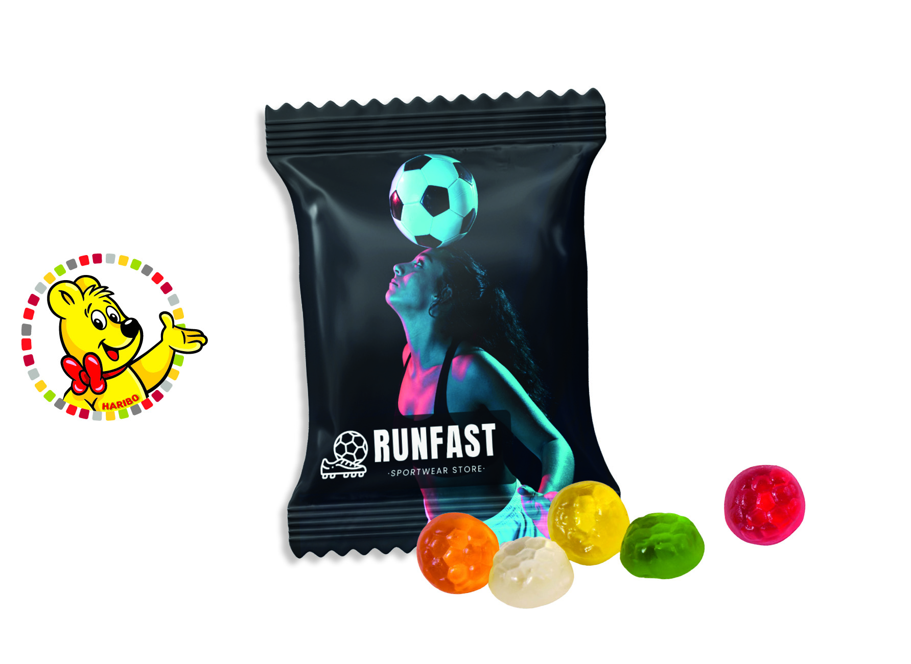 HARIBO Standardformen Werbetüte, Inhalt: HARIBO Fussbälle - ca. 6,5 g