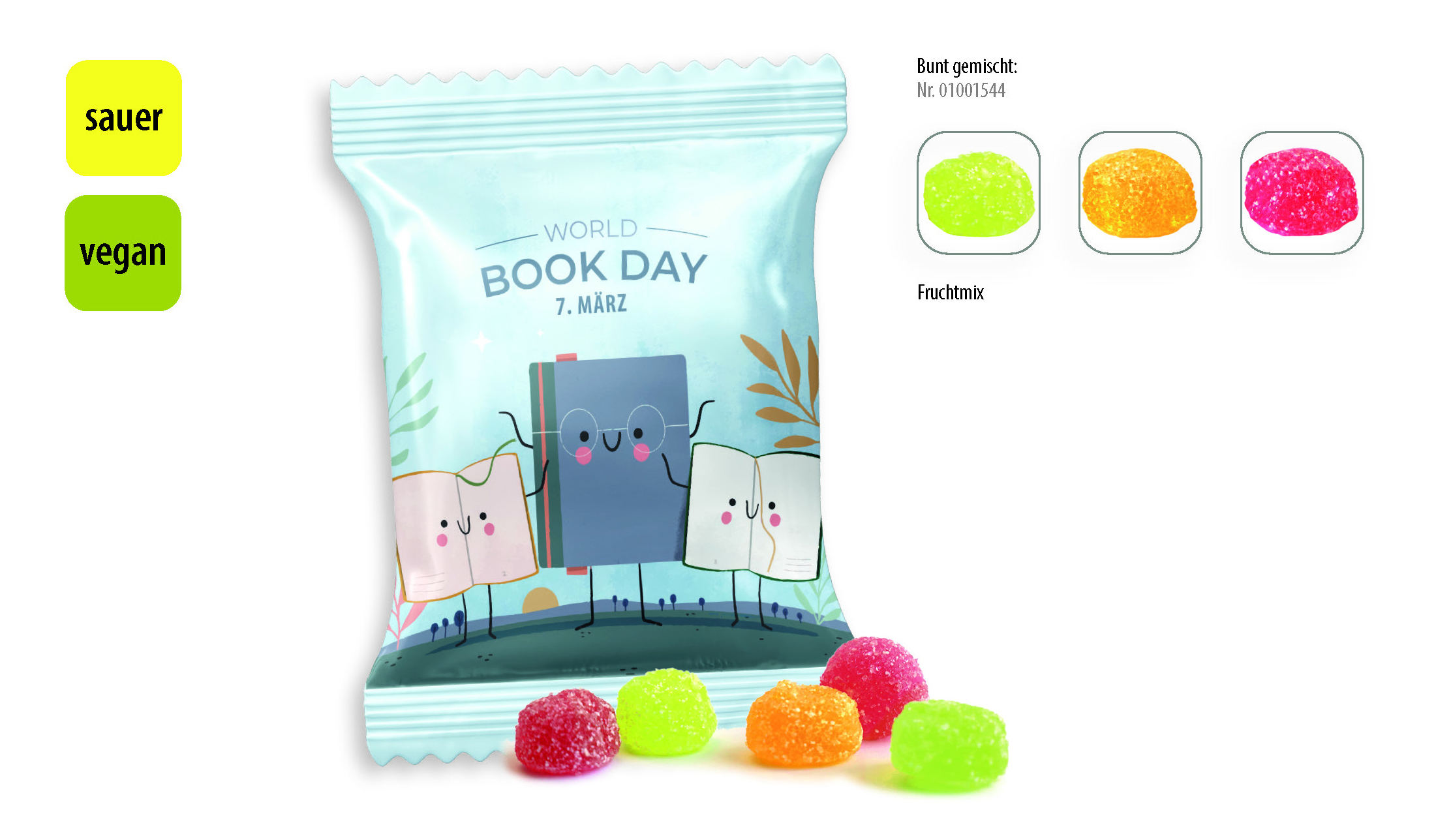 Saure Fruchtsaftberries vegan Werbetüte, Inhalt: Saure Fruchtsaftberries