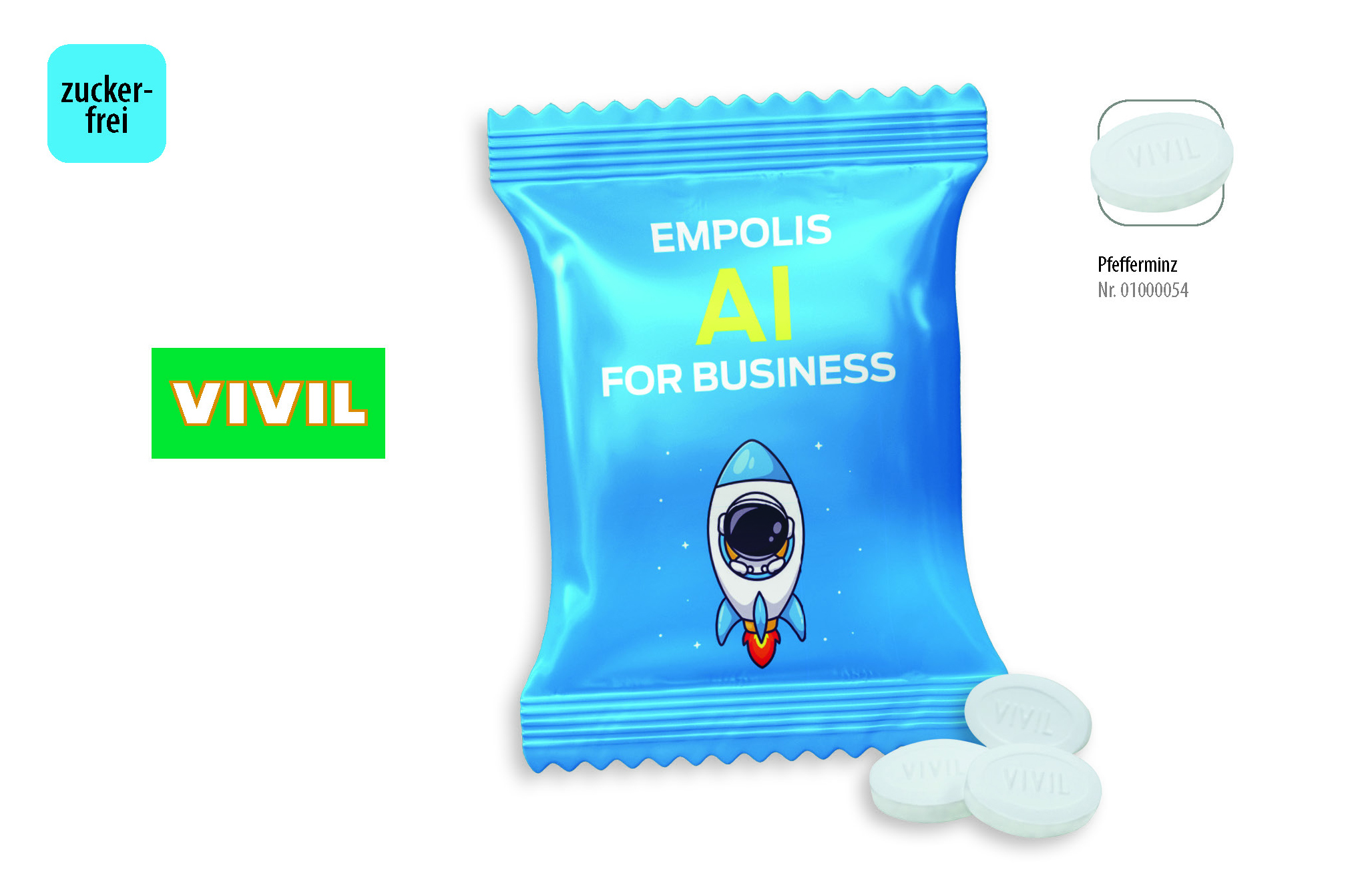 VIVIL Extra Strong zuckerfrei 10 g Werbetüte, Inhalt: VIVIL Extra Strong, zuckerfrei
