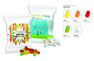 Bunte Fruchtdragees Werbetüte, Inhalt: Bunte Fruchtdragees Erdbeere