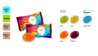 Bonbon zuckerfrei vegan Flowpack, Inhalt: Bonbon zuckerfrei bunt gemischt, vegan