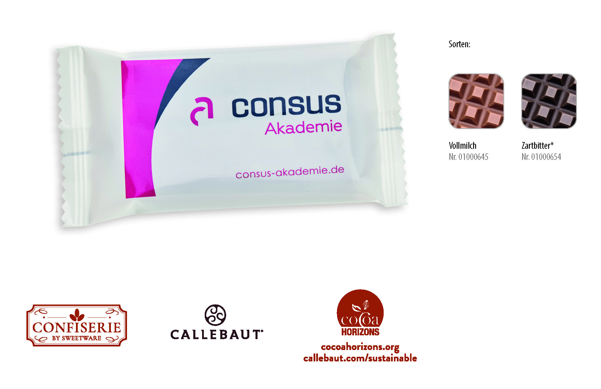 Schokolade 20 g Tafel, Inhalt: Callebaut Vollmilch