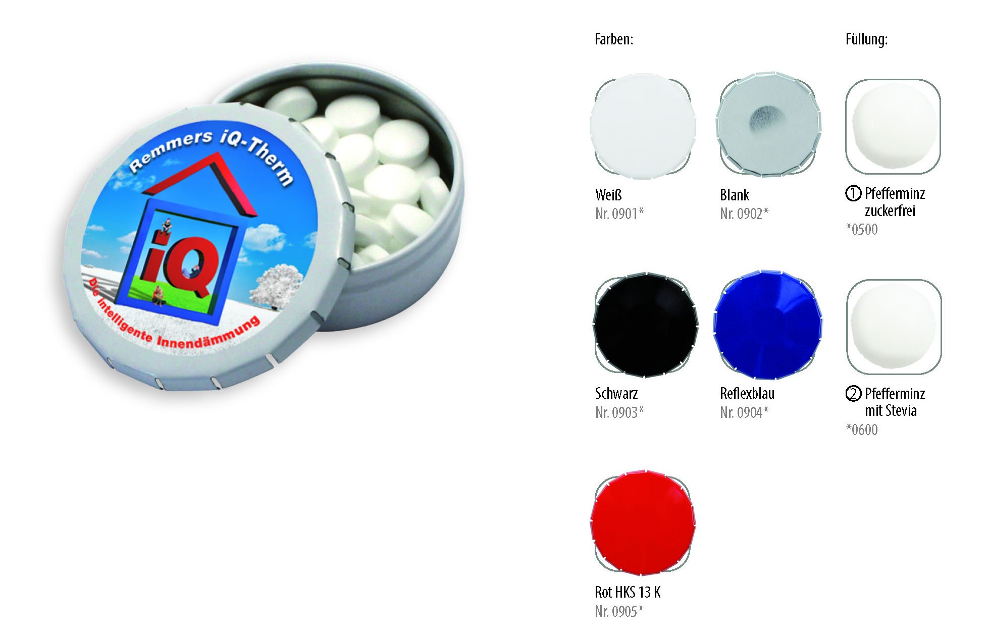 Klick-Dose-45, Inhalt: Pfefferminz-Pastillen; zuckerfrei - ca. 12 g - schwarz