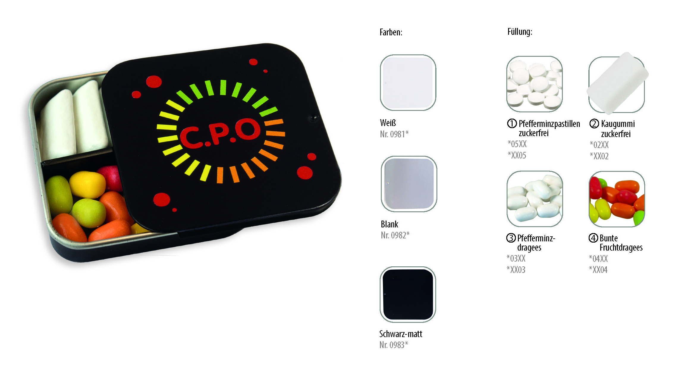 Twin Tin, Inhalt: Pfefferminzdragees (Dose)-weiß