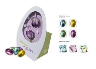 Osterei mit Werbebox, Inhalt: Osterhasen mit Milchcremefüllung