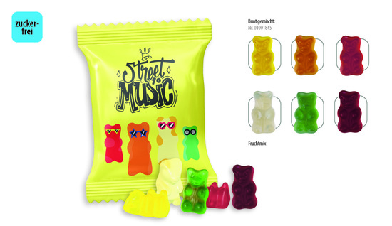 Gummibärchen zuckerfrei Werbetüte, Inhalt: Gummibärchen zuckerfrei ca. 12 g