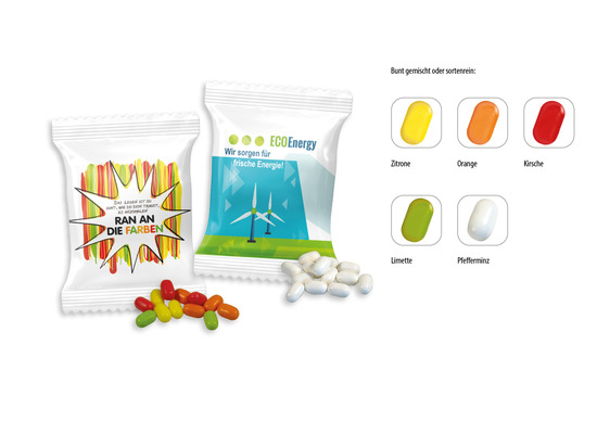 Pfefferminzdragees Werbetüte, Inhalt: Pfefferminzdragees ca. 5 g