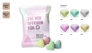 Traubenzuckerherzen bunt Werbetüte, Inhalt: Traubenzuckerherzen bunt ca. 9 g