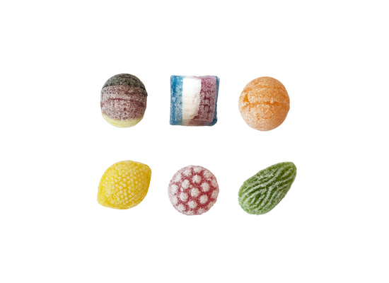 Beutelschachtel mit Bonbons, Inhalt: Multivitamin Brause ca. 60 g
