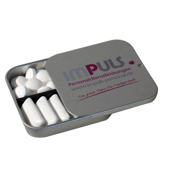 Twin Tin, Inhalt: Pfefferminz-Pastillen; zuckerfrei  Pfefferminz-Pastillen; zuckerfrei blank