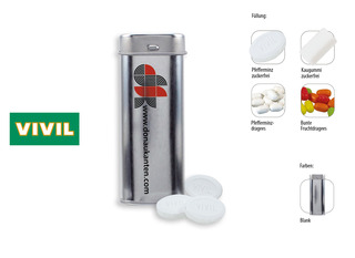 Pocket Box, Inhalt: Pfefferminzdragees (Dose)