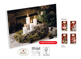 Wand Adventskalender HEIDEL Schokotäfelchen individuell bedruckt, Inhalt: Heidel Schokoladentäfelchen ca. 72 g