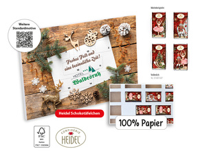 Tisch Adventskalender HEIDEL aus 100% Papier Standardmotiv, Inhalt: Heidel Schokoladentäfelchen ca. 72 g