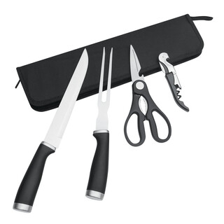 Edelstahl-Tranchierbesteck ROASTY, 4-teilig, schwarz, silber