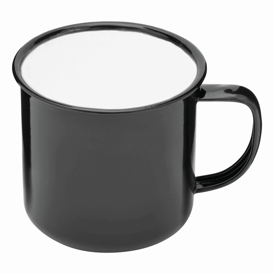 Emaille Becher RETRO CUP, schwarz, weiß