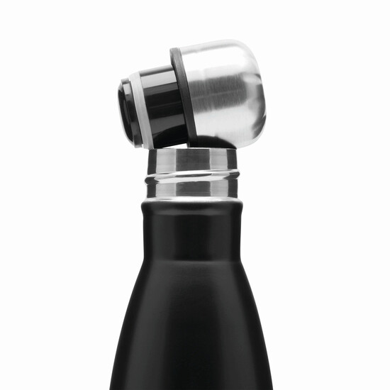 Vakuum-Trinkflasche GOLDEN TASTE doppelwandig, schwarz