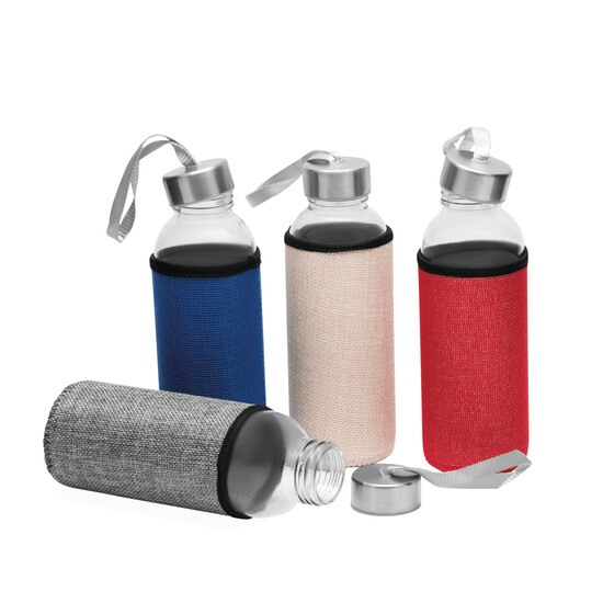 Glas-Trinkflasche TAKE JUTY, grau