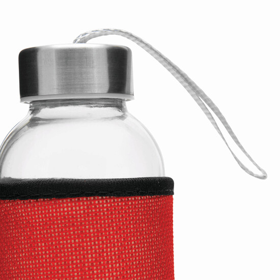 Glas-Trinkflasche TAKE JUTY, rot