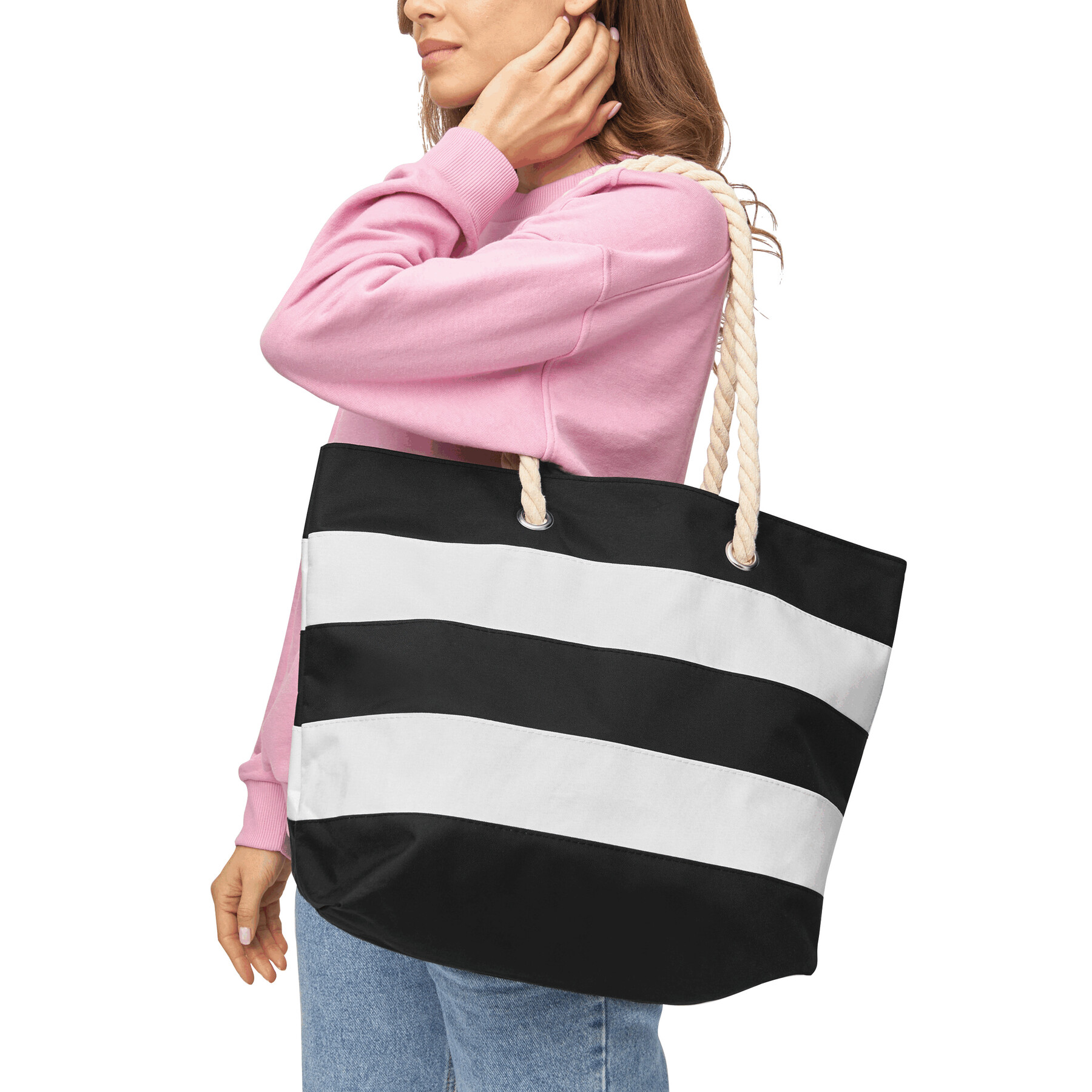 Strandtasche SYLT, schwarz, weiß