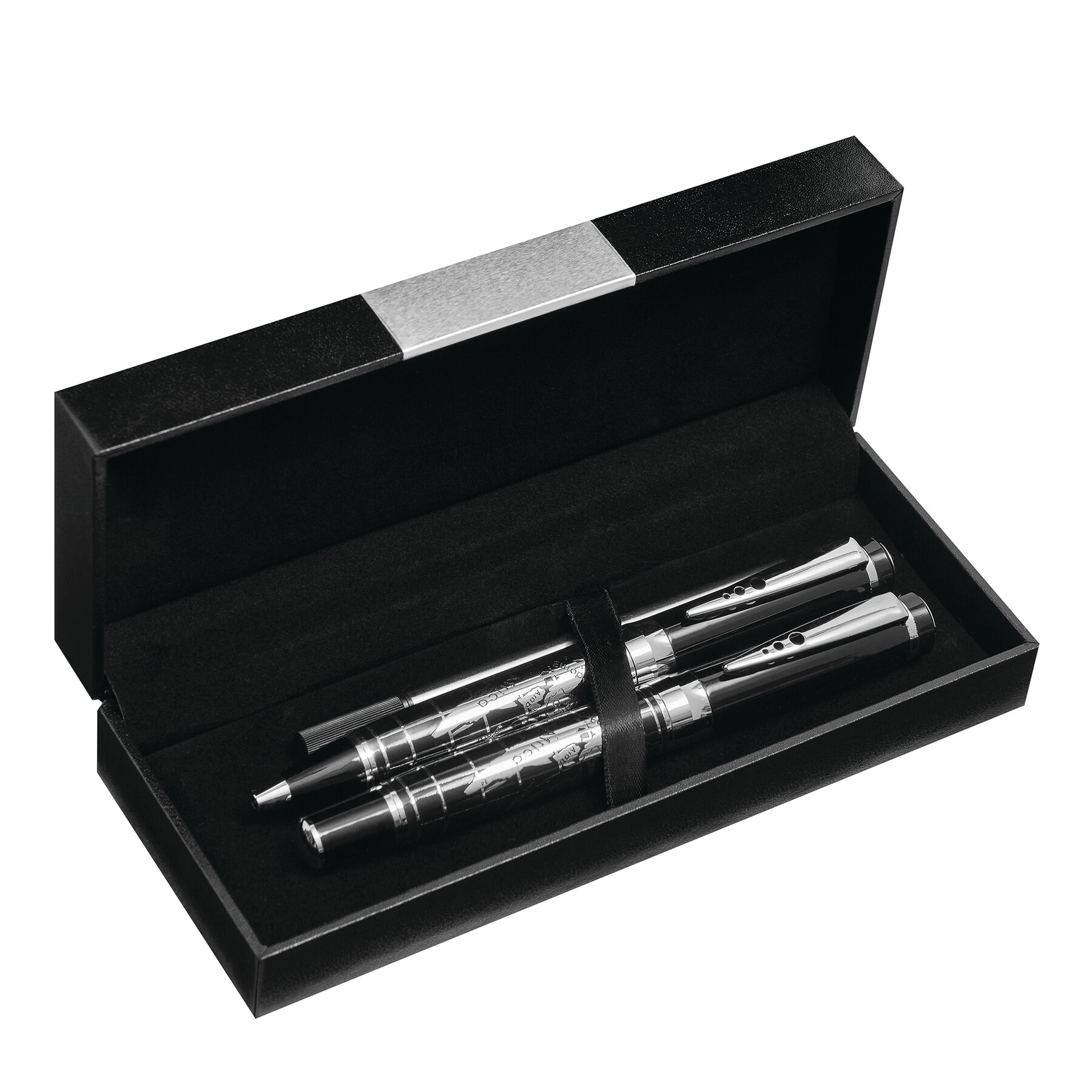 Schreibset INTERCONTINENTAL, schwarz, silber