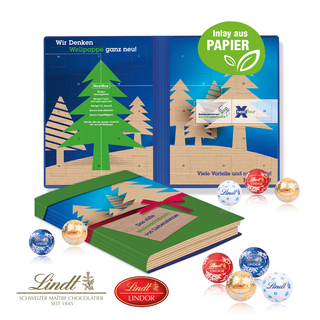 Adventskalender Weihnachtsbuch mit Lindt Minis, Inlay aus Papier