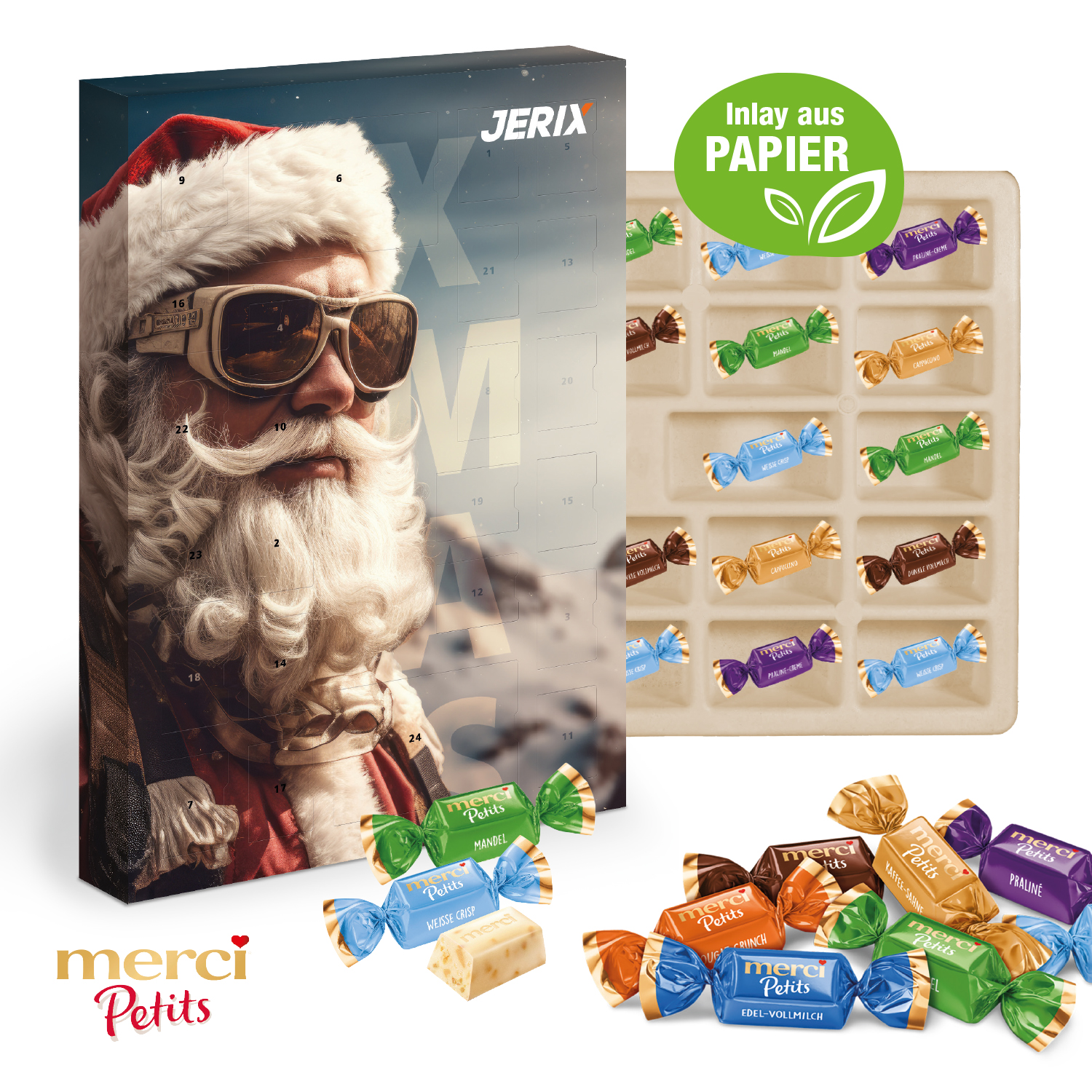 Adventskalender mit Merci Petits, Inlay aus Papier